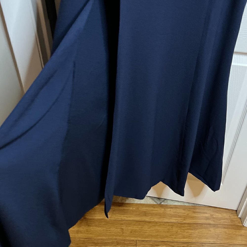 Dress The Population Sandra Plunge Crepe Trumpet Gown in Midnight Blue Size XXL - Picture 4 of 10